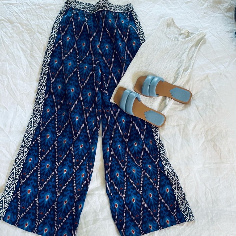 Anthropologie ikat wide leg pants small